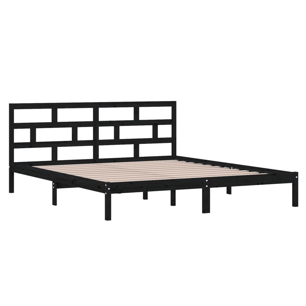 sengeramme 135x190 cm dobbelt massivt træ sort