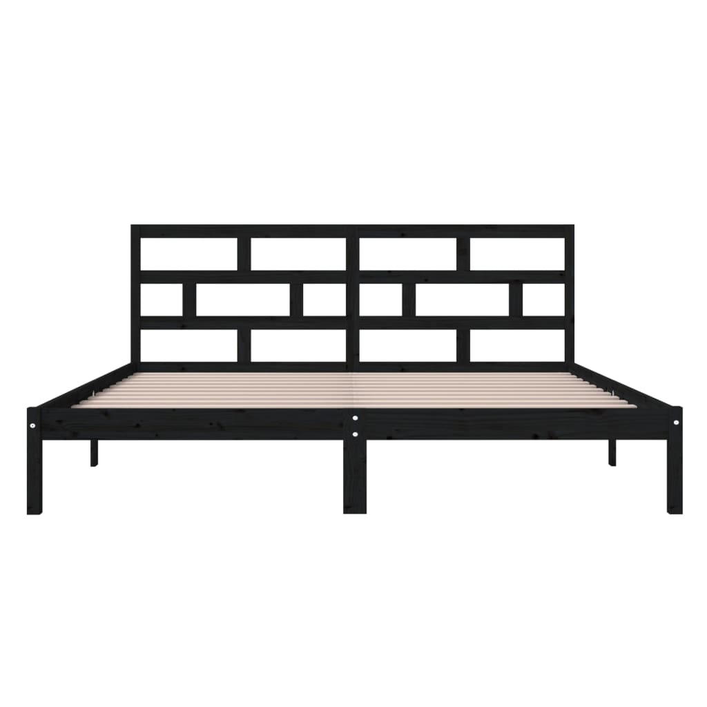 sengeramme 135x190 cm dobbelt massivt træ sort