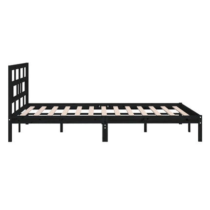 sengeramme 135x190 cm dobbelt massivt træ sort