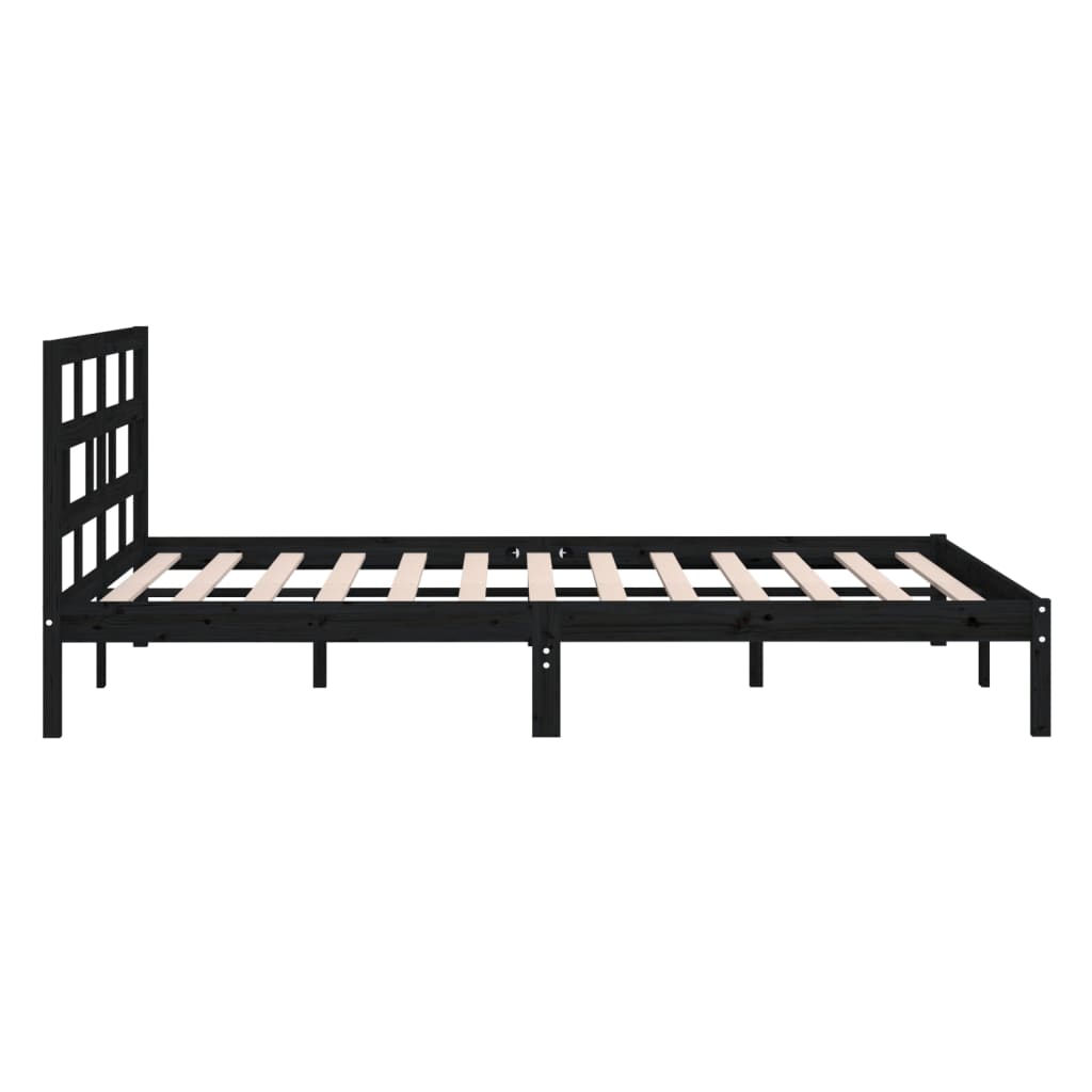 sengeramme 135x190 cm dobbelt massivt træ sort