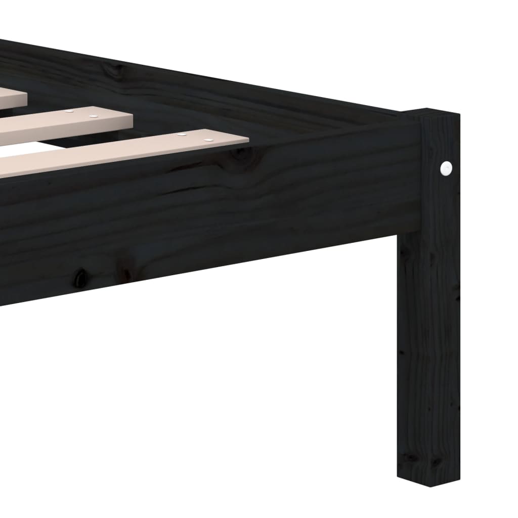 sengeramme 135x190 cm dobbelt massivt træ sort