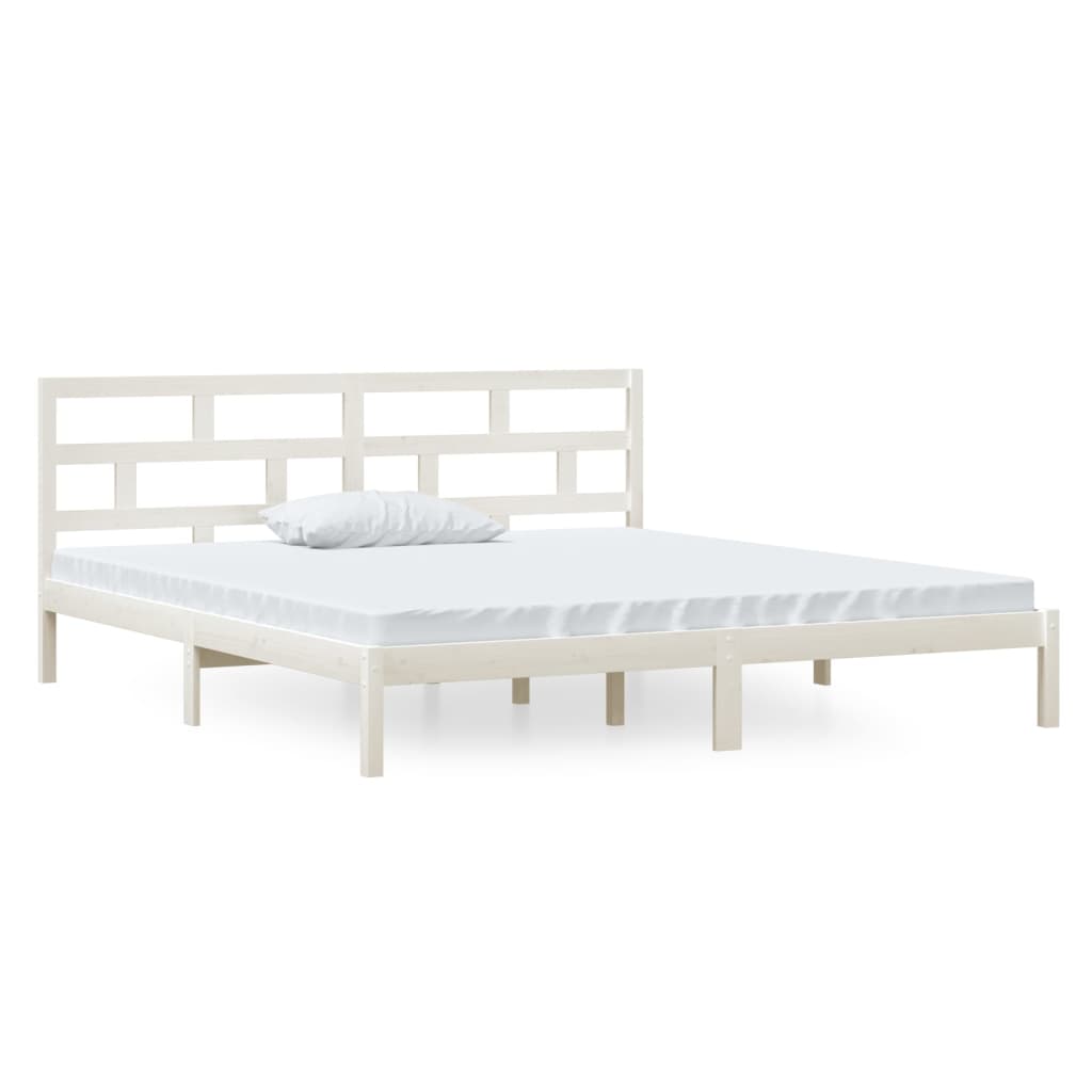 sengeramme 140x190 cm massivt fyrretræ hvid
