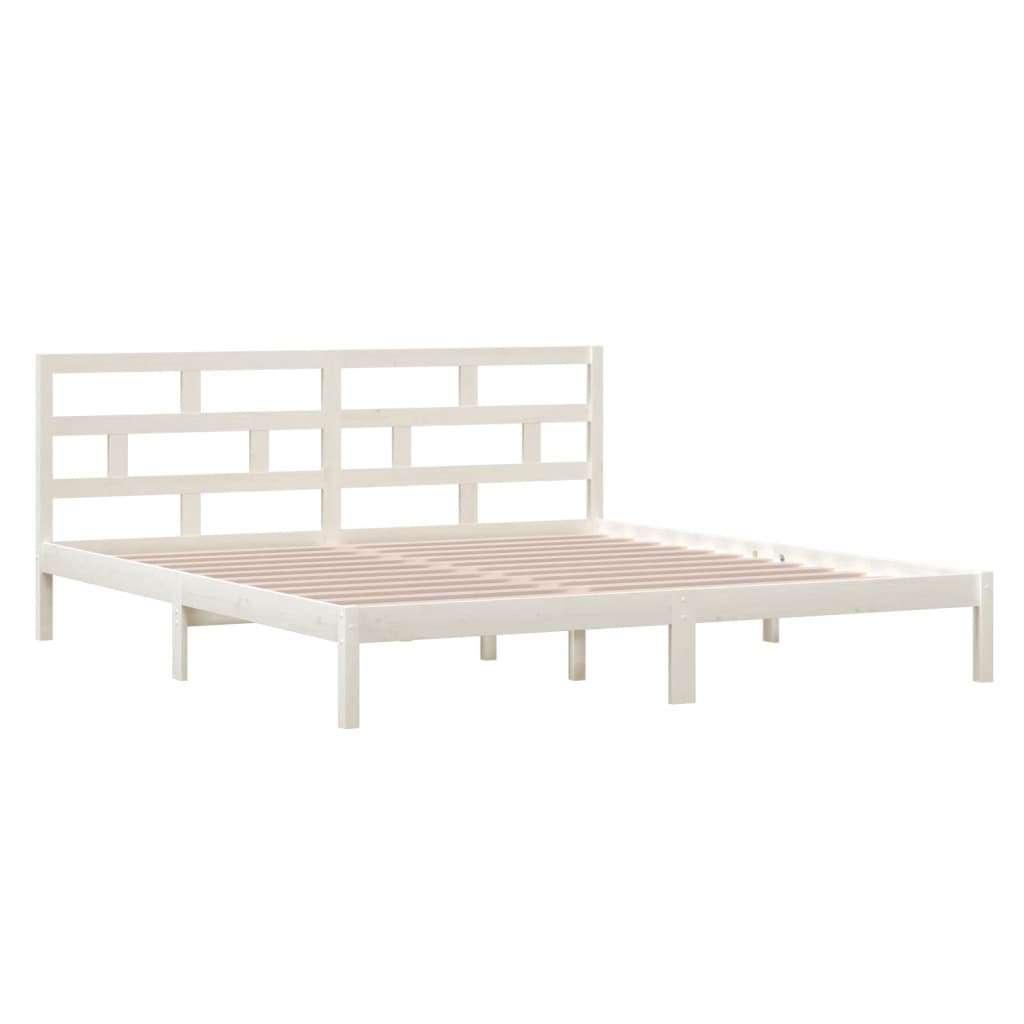 sengeramme 140x190 cm massivt fyrretræ hvid