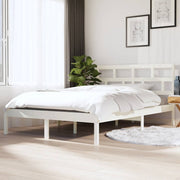 sengeramme 140x190 cm massivt fyrretræ hvid