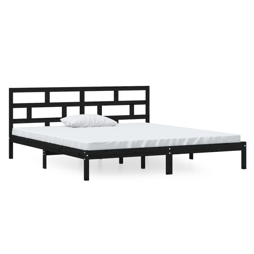 sengeramme 140x190 cm massivt fyrretræ sort