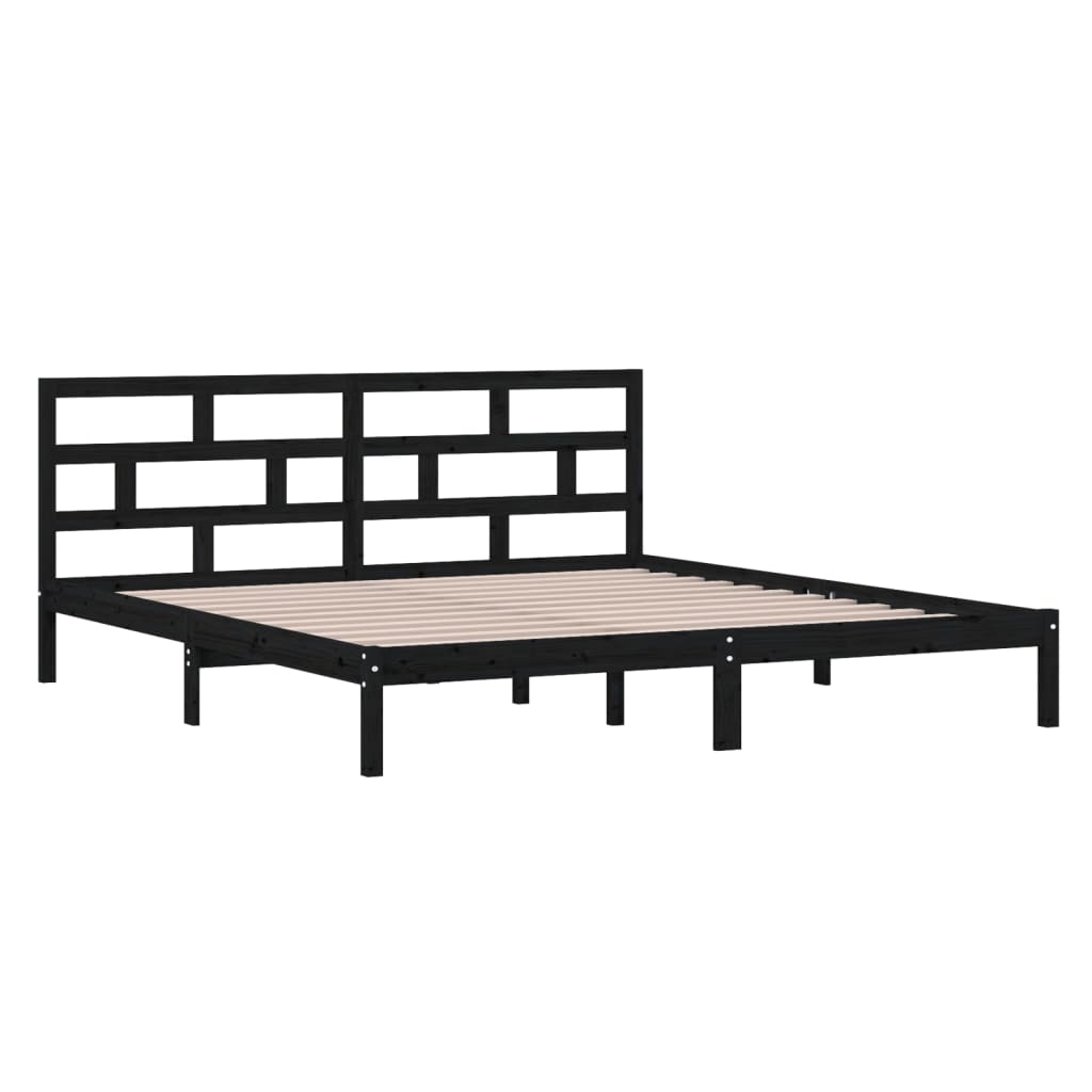 sengeramme 140x190 cm massivt fyrretræ sort