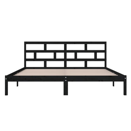 sengeramme 140x190 cm massivt fyrretræ sort