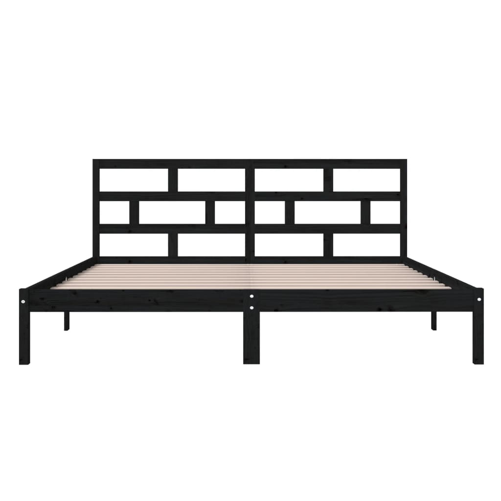 sengeramme 140x190 cm massivt fyrretræ sort
