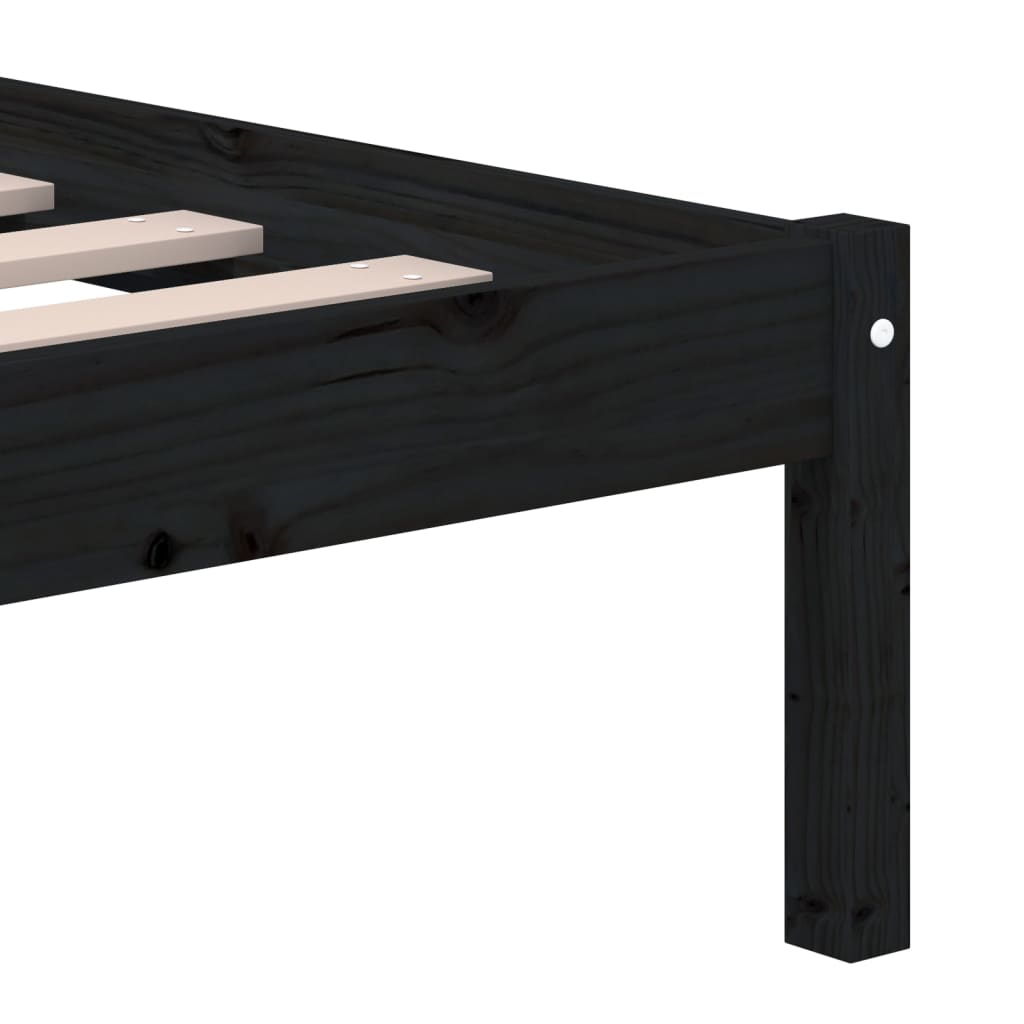 sengeramme 140x190 cm massivt fyrretræ sort