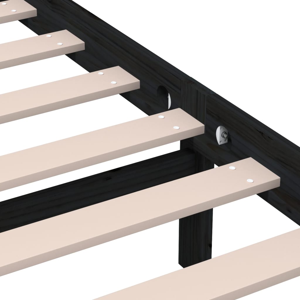 sengeramme 140x190 cm massivt fyrretræ sort