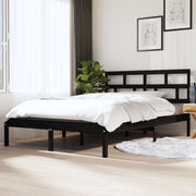 sengeramme 140x190 cm massivt fyrretræ sort