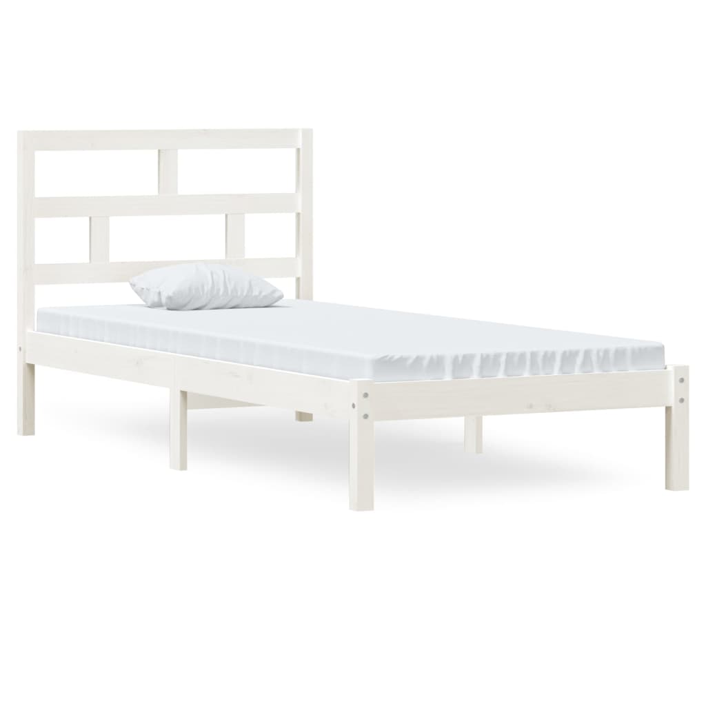 sengeramme 90x200 cm massivt fyrretræ hvid
