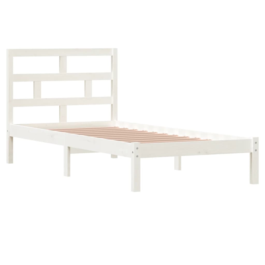sengeramme 90x200 cm massivt fyrretræ hvid