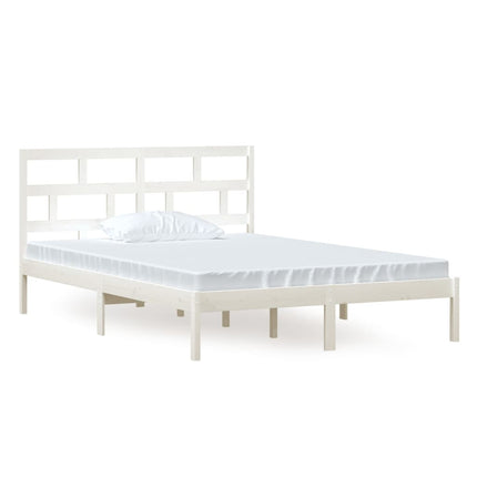 sengeramme 140x200 cm massivt fyrretræ hvid