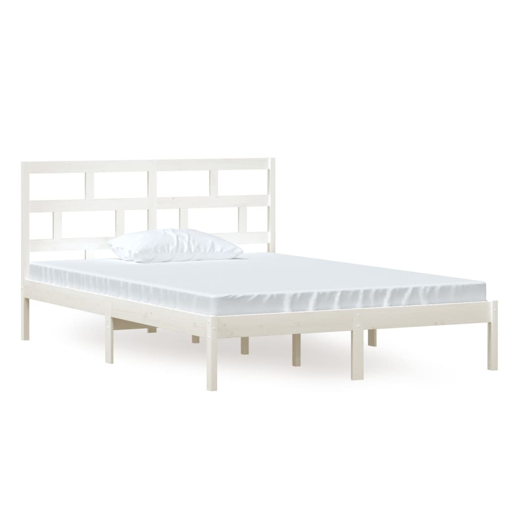 sengeramme 140x200 cm massivt fyrretræ hvid