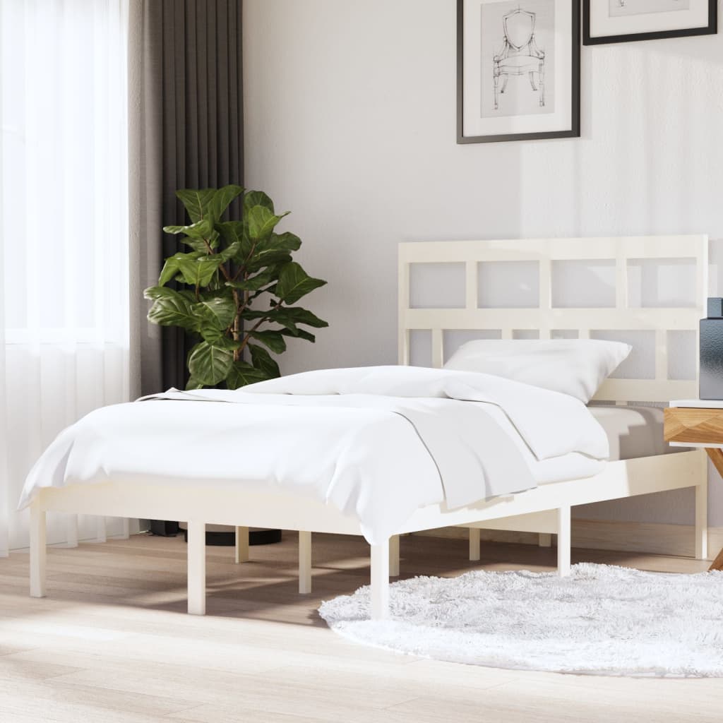 sengeramme 140x200 cm massivt fyrretræ hvid
