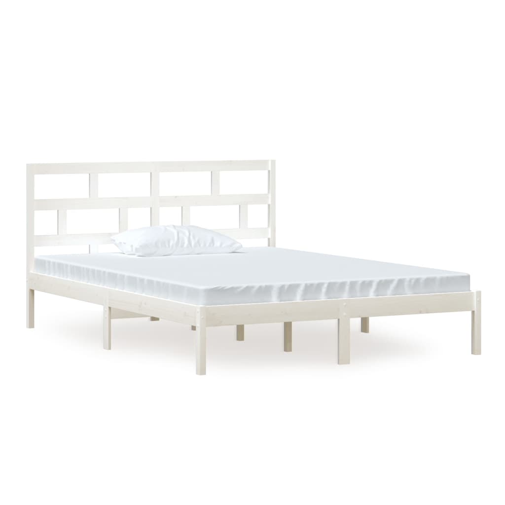 sengeramme 150x200 cm King Size massivt træ hvid