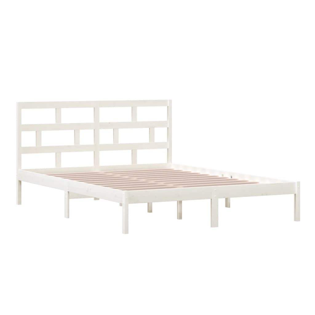 sengeramme 150x200 cm King Size massivt træ hvid