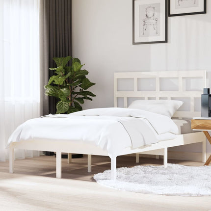 sengeramme 150x200 cm King Size massivt træ hvid