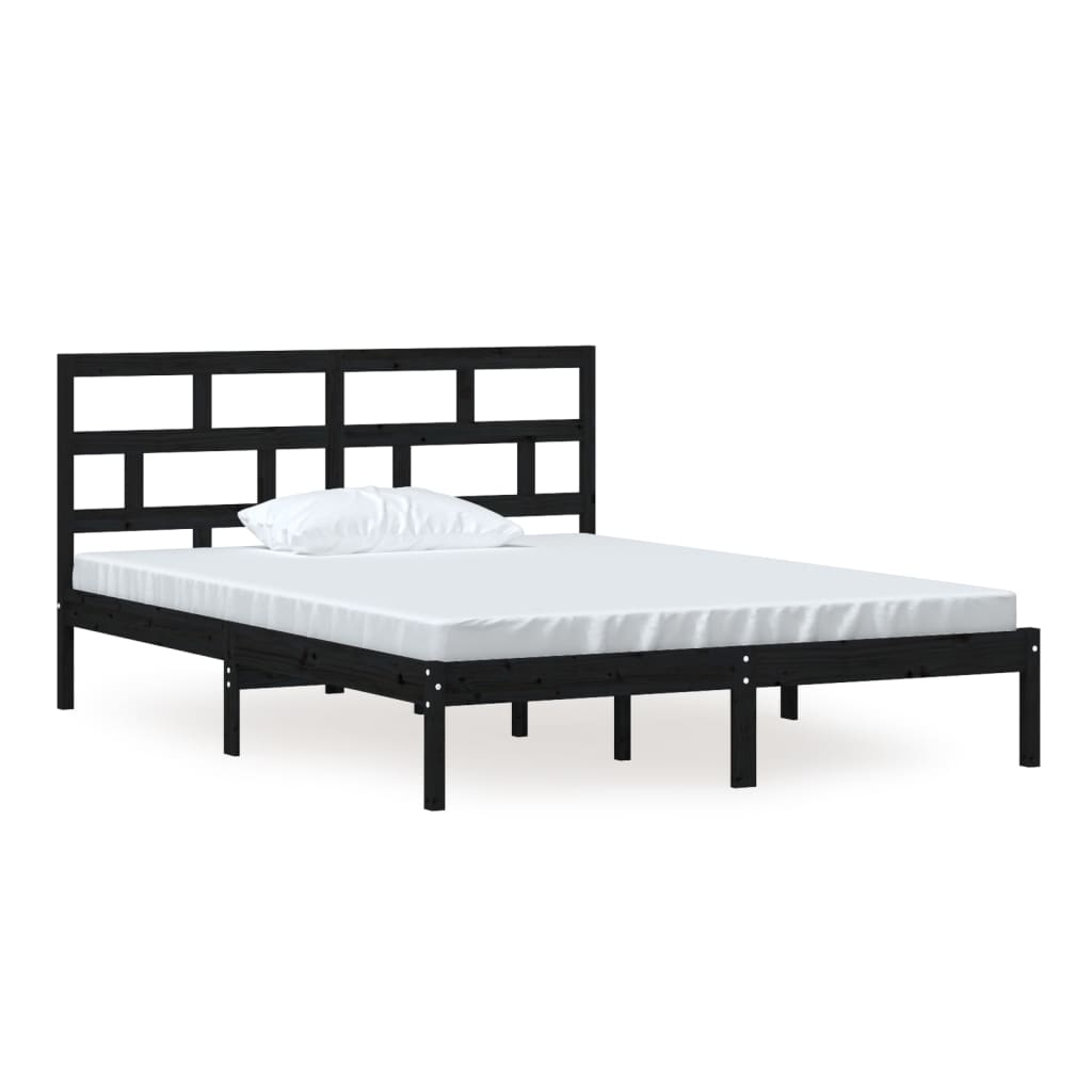 sengeramme 150x200 cm King Size massivt træ sort