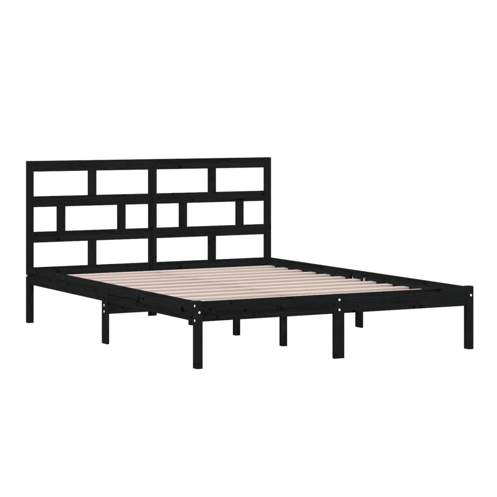 sengeramme 150x200 cm King Size massivt træ sort