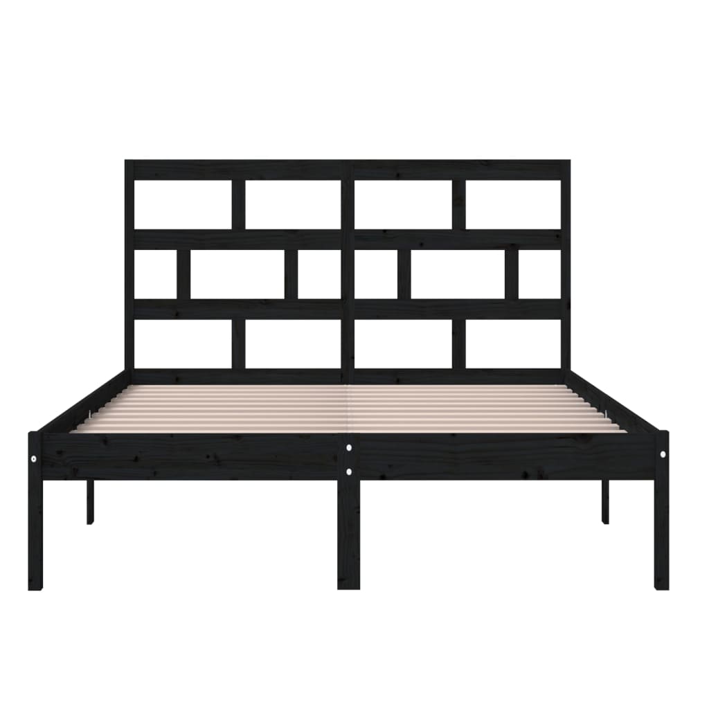 sengeramme 150x200 cm King Size massivt træ sort