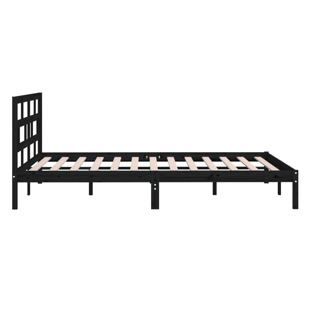 sengeramme 150x200 cm King Size massivt træ sort