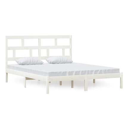 sengeramme 160x200 cm King Size massivt træ hvid