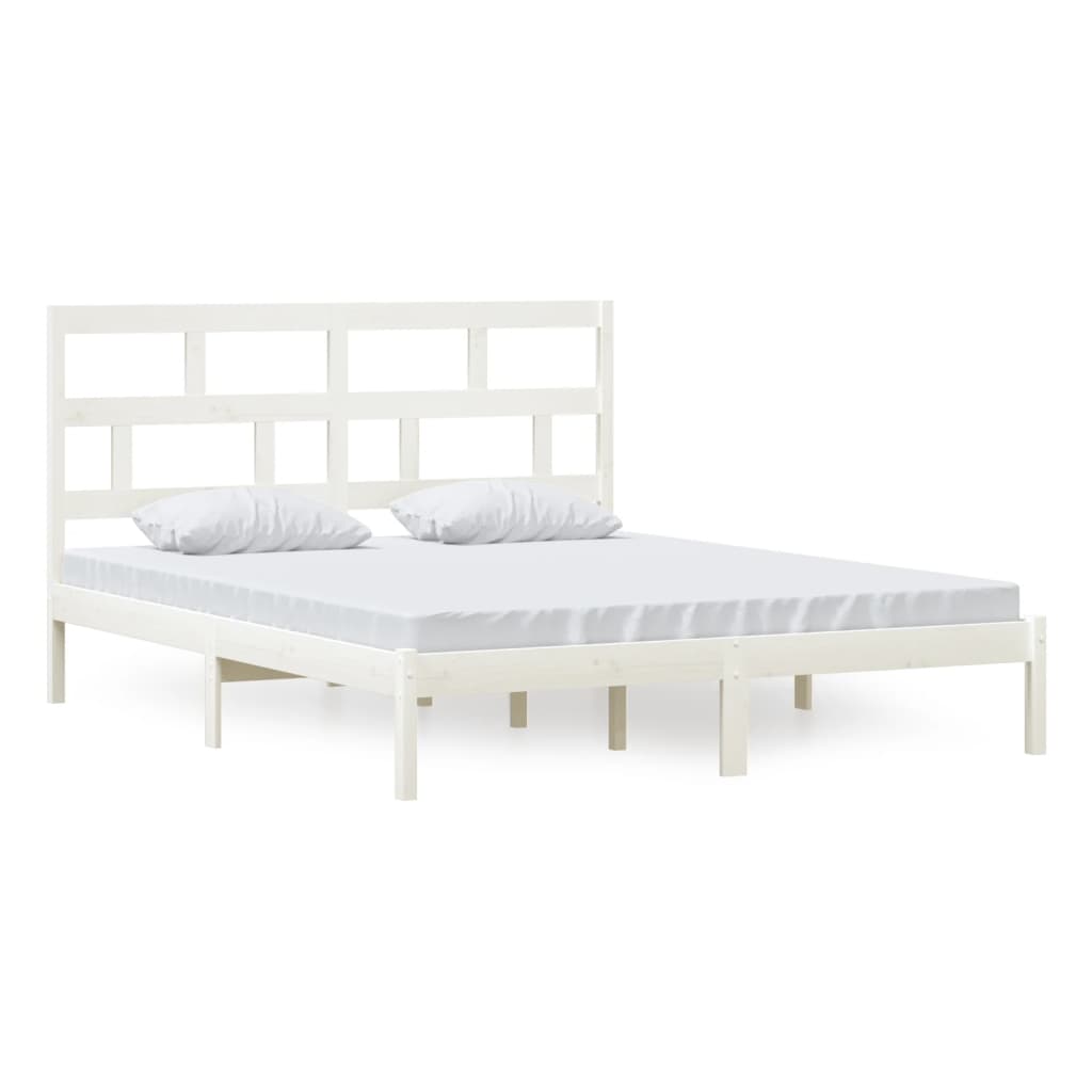 sengeramme 160x200 cm King Size massivt træ hvid