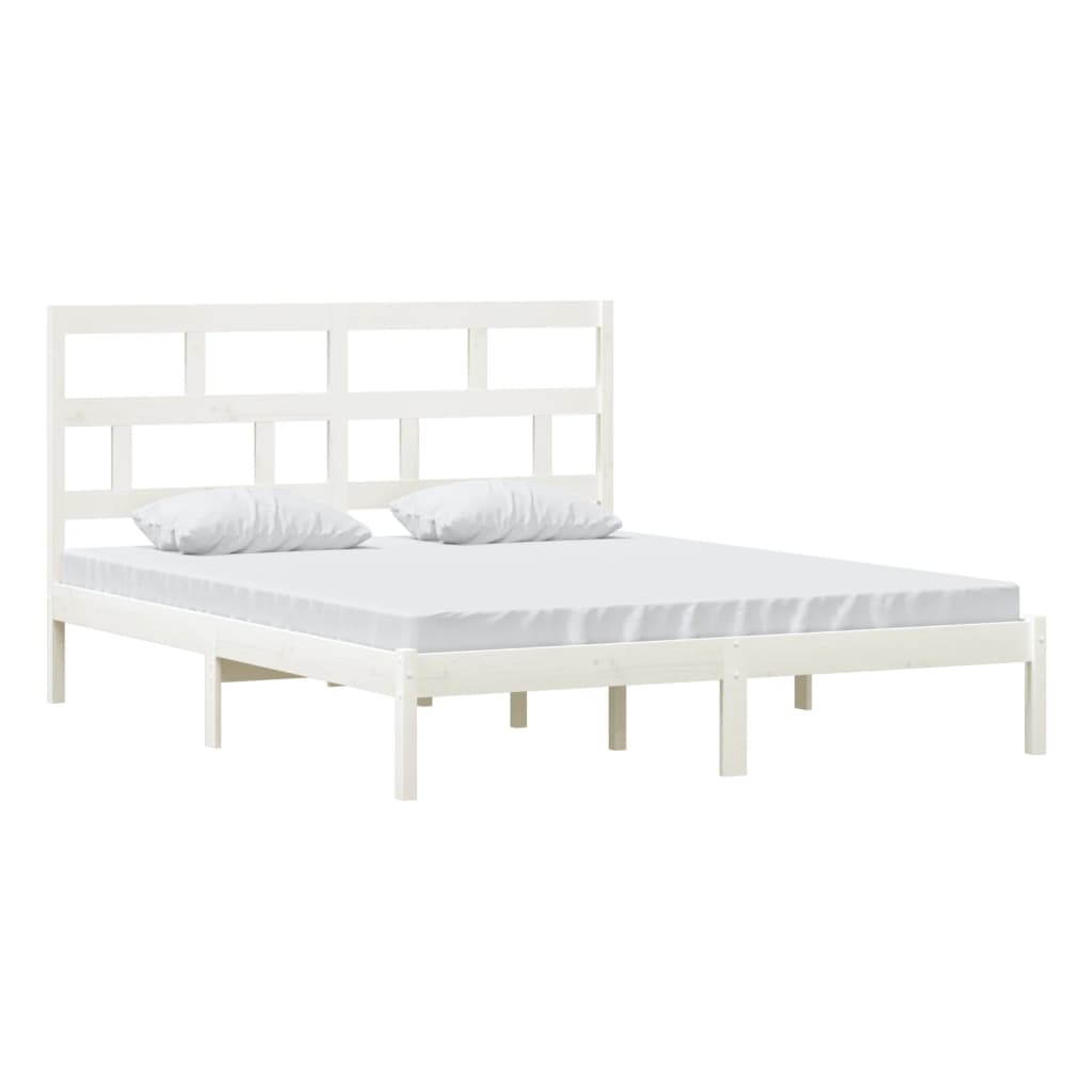 sengeramme 160x200 cm King Size massivt træ hvid