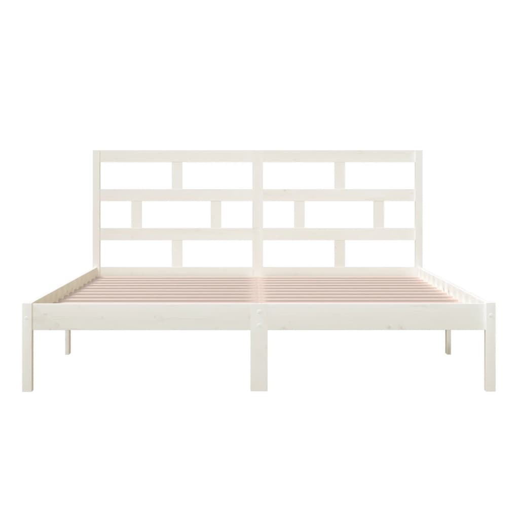sengeramme 160x200 cm King Size massivt træ hvid