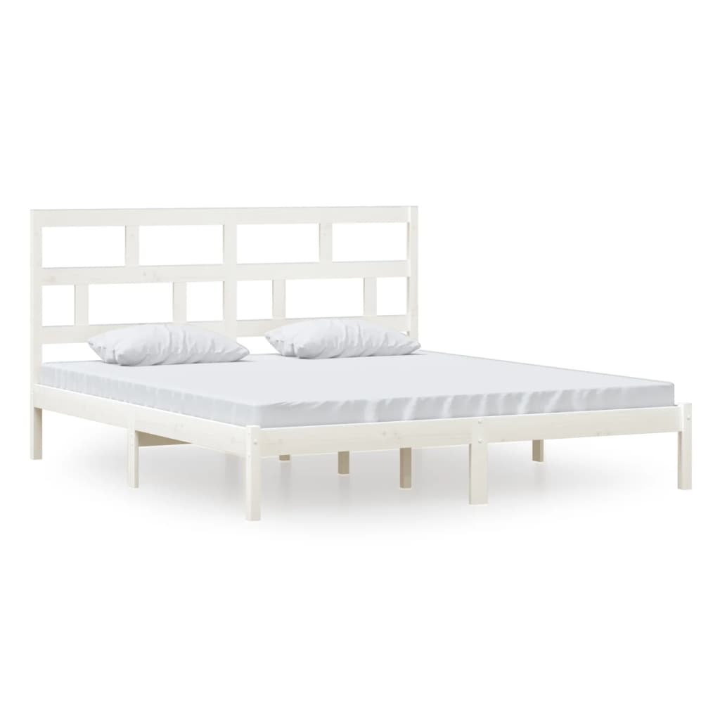 sengeramme 180x200 cm Super King massivt træ hvid