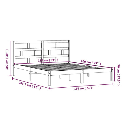 sengeramme 180x200 cm Super King massivt træ hvid