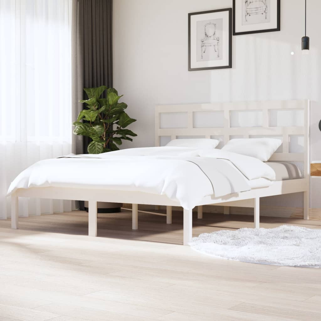 sengeramme 180x200 cm Super King massivt træ hvid