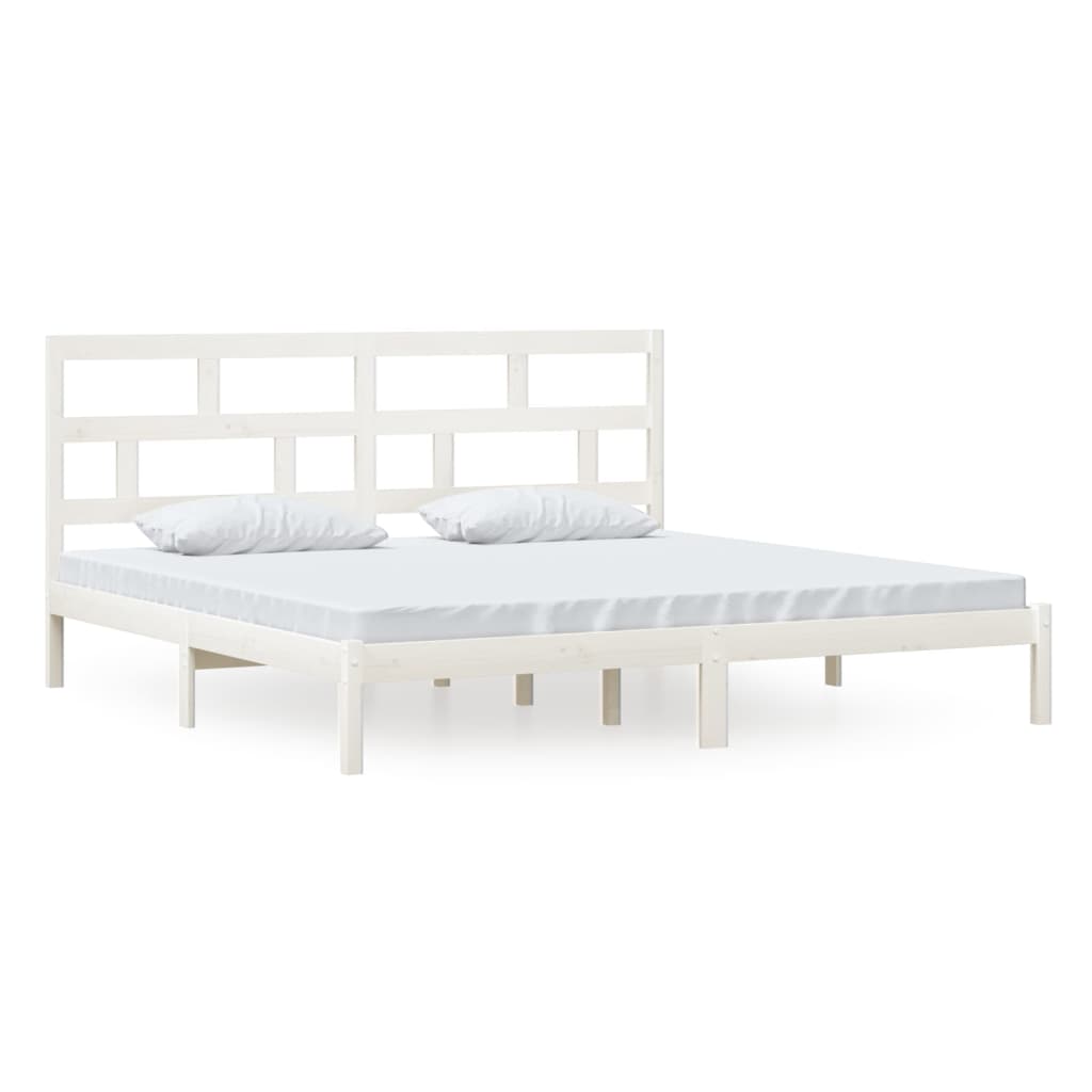 sengeramme 200x200 cm massivt fyrretræ hvid