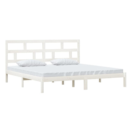 sengeramme 200x200 cm massivt fyrretræ hvid