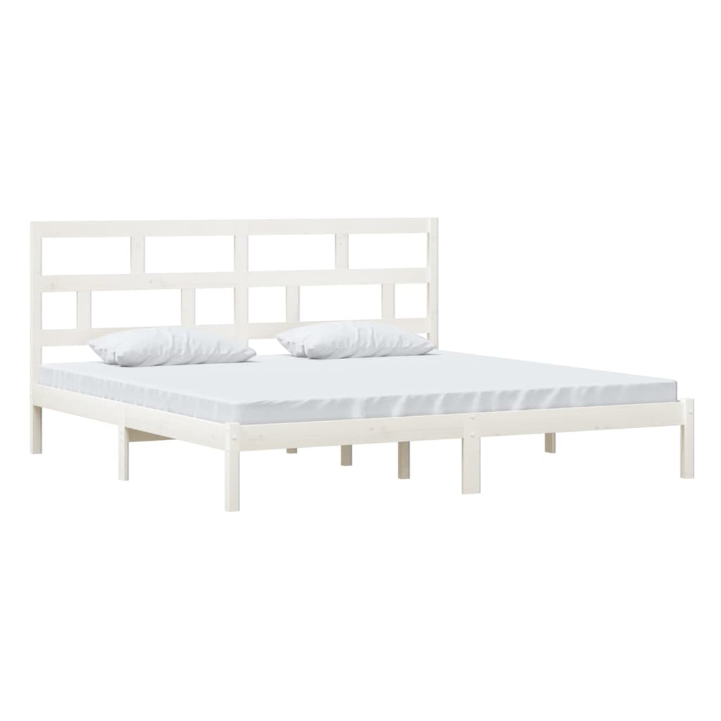 sengeramme 200x200 cm massivt fyrretræ hvid