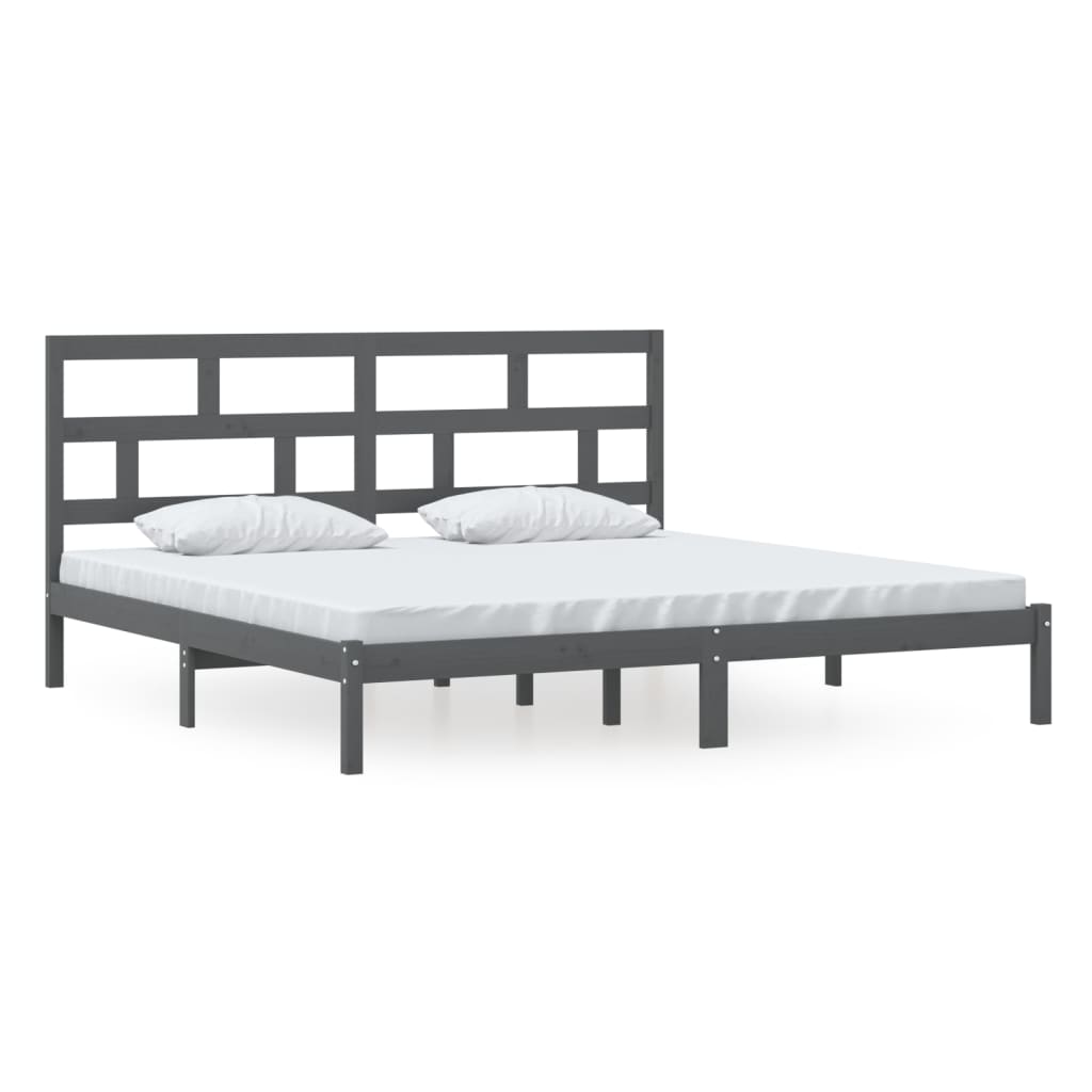 sengeramme 200x200 cm massivt fyrretræ grå