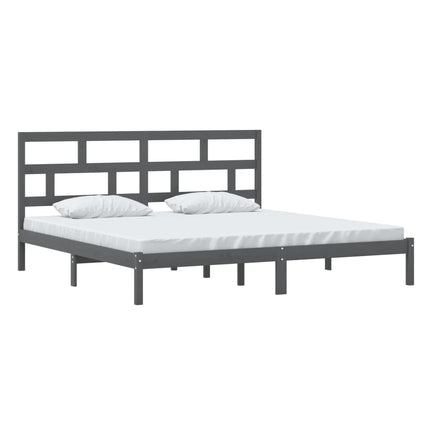 sengeramme 200x200 cm massivt fyrretræ grå