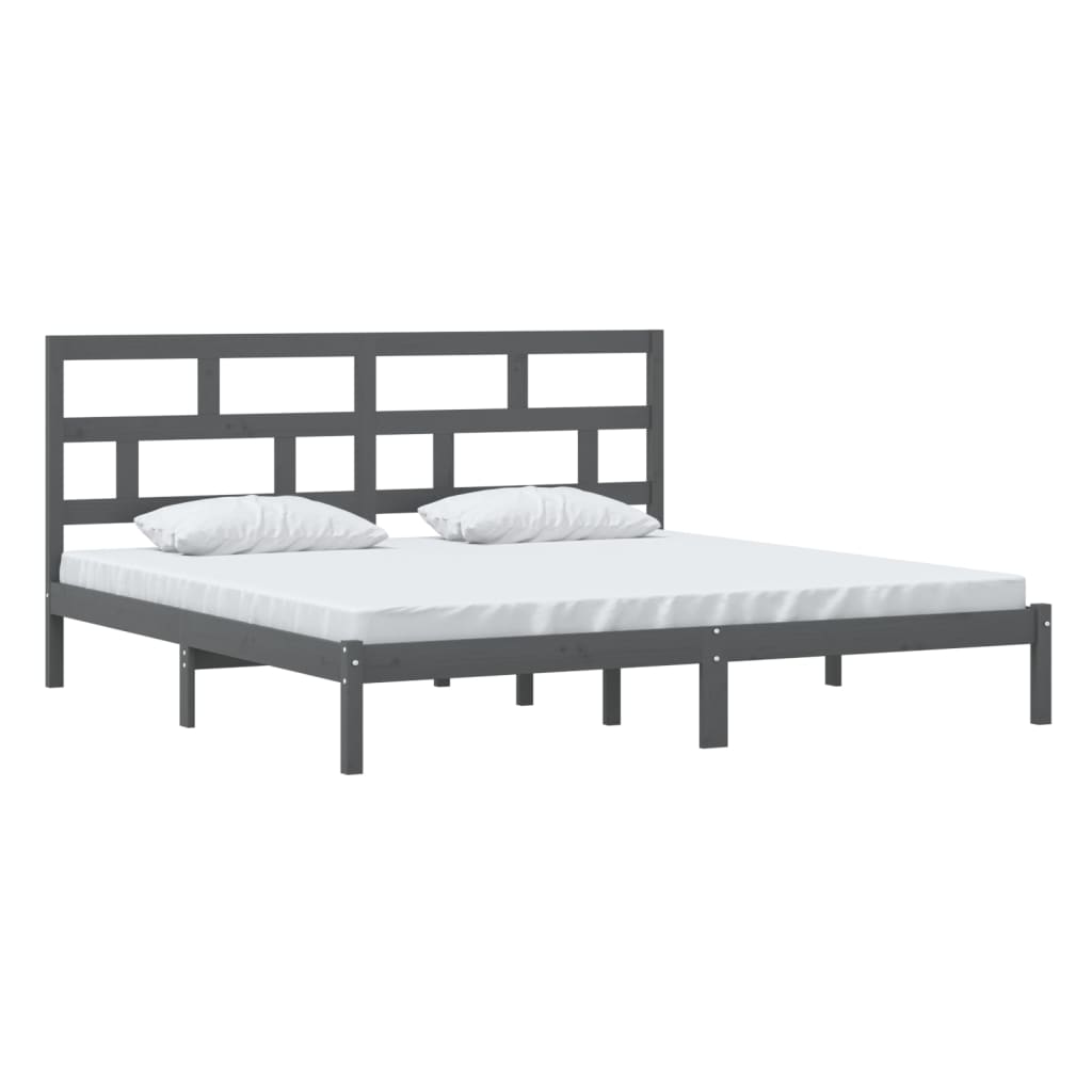 sengeramme 200x200 cm massivt fyrretræ grå