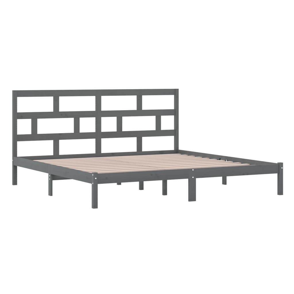sengeramme 200x200 cm massivt fyrretræ grå