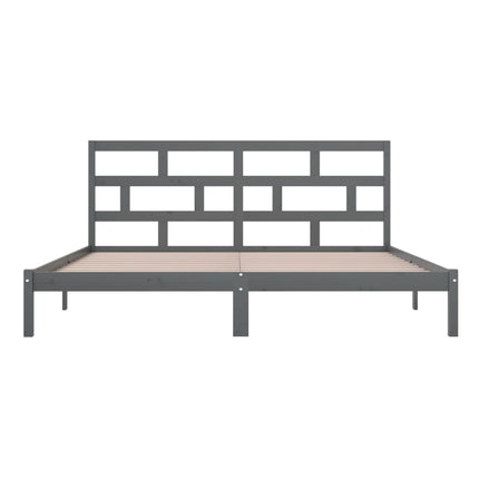 sengeramme 200x200 cm massivt fyrretræ grå