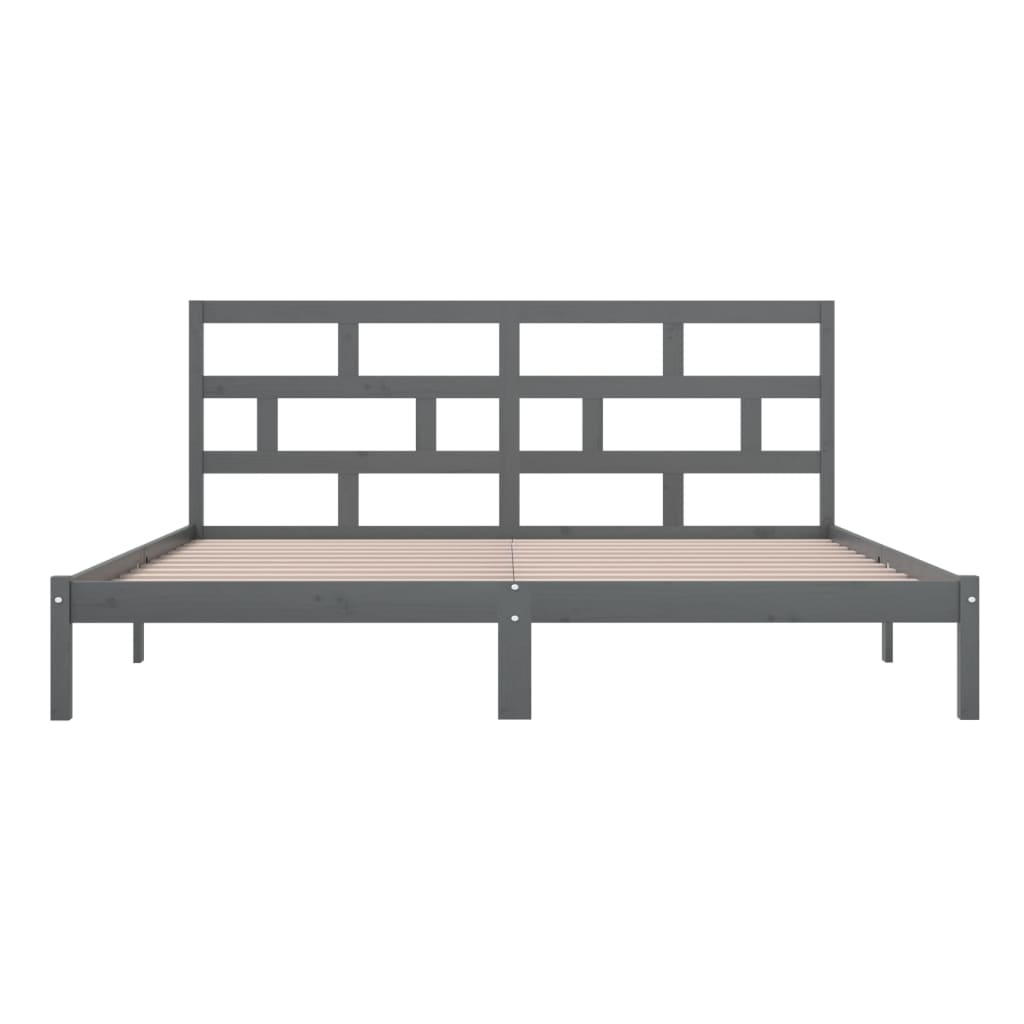 sengeramme 200x200 cm massivt fyrretræ grå