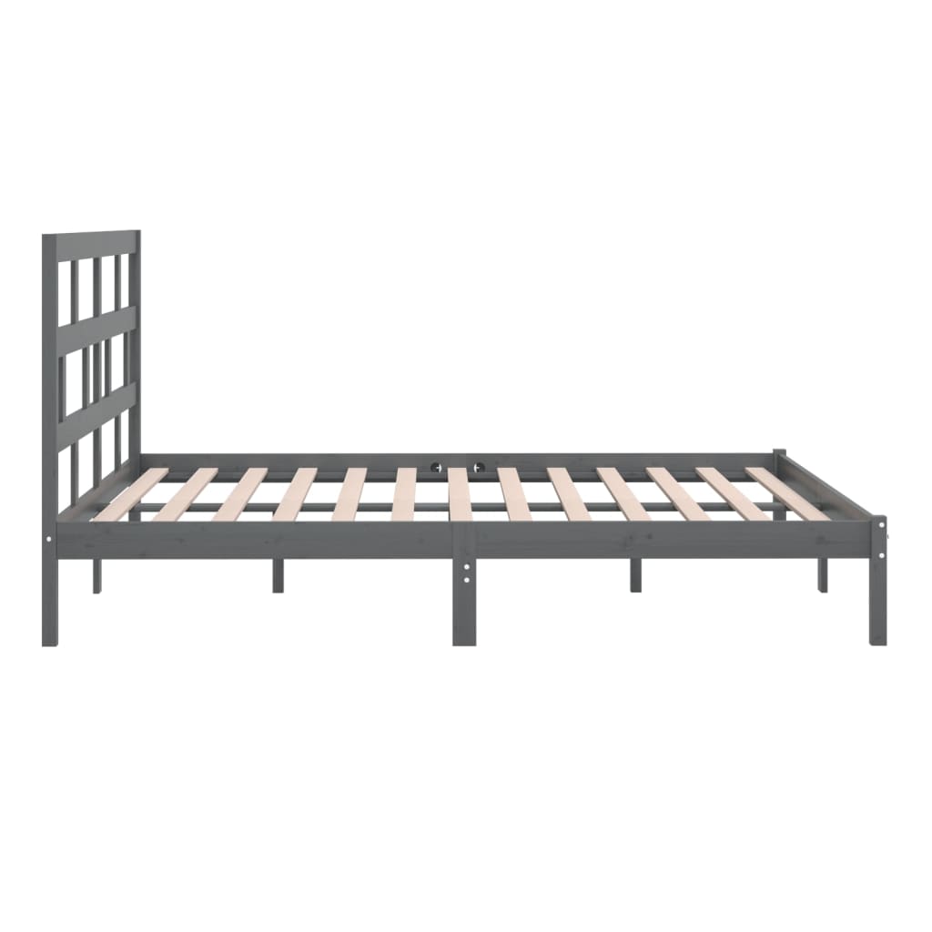 sengeramme 200x200 cm massivt fyrretræ grå
