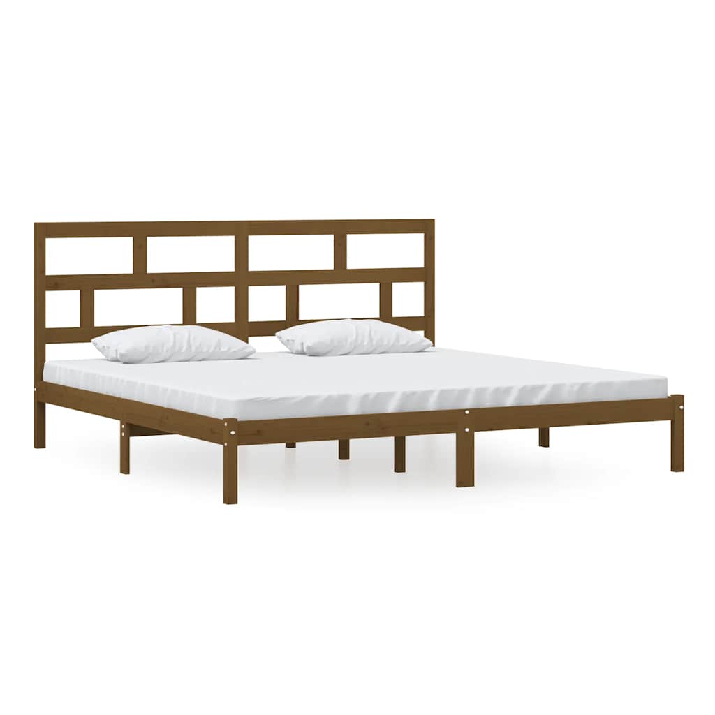 sengeramme 200x200 cm massivt fyrretræ gyldenbrun