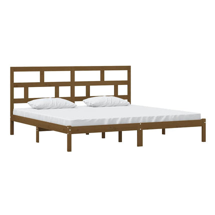 sengeramme 200x200 cm massivt fyrretræ gyldenbrun