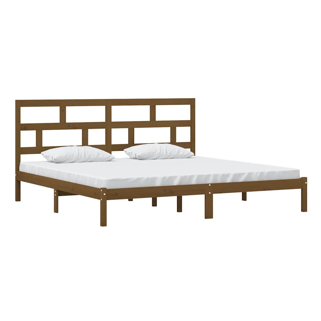 sengeramme 200x200 cm massivt fyrretræ gyldenbrun