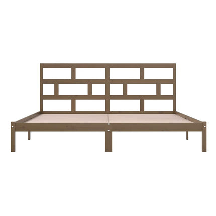 sengeramme 200x200 cm massivt fyrretræ gyldenbrun