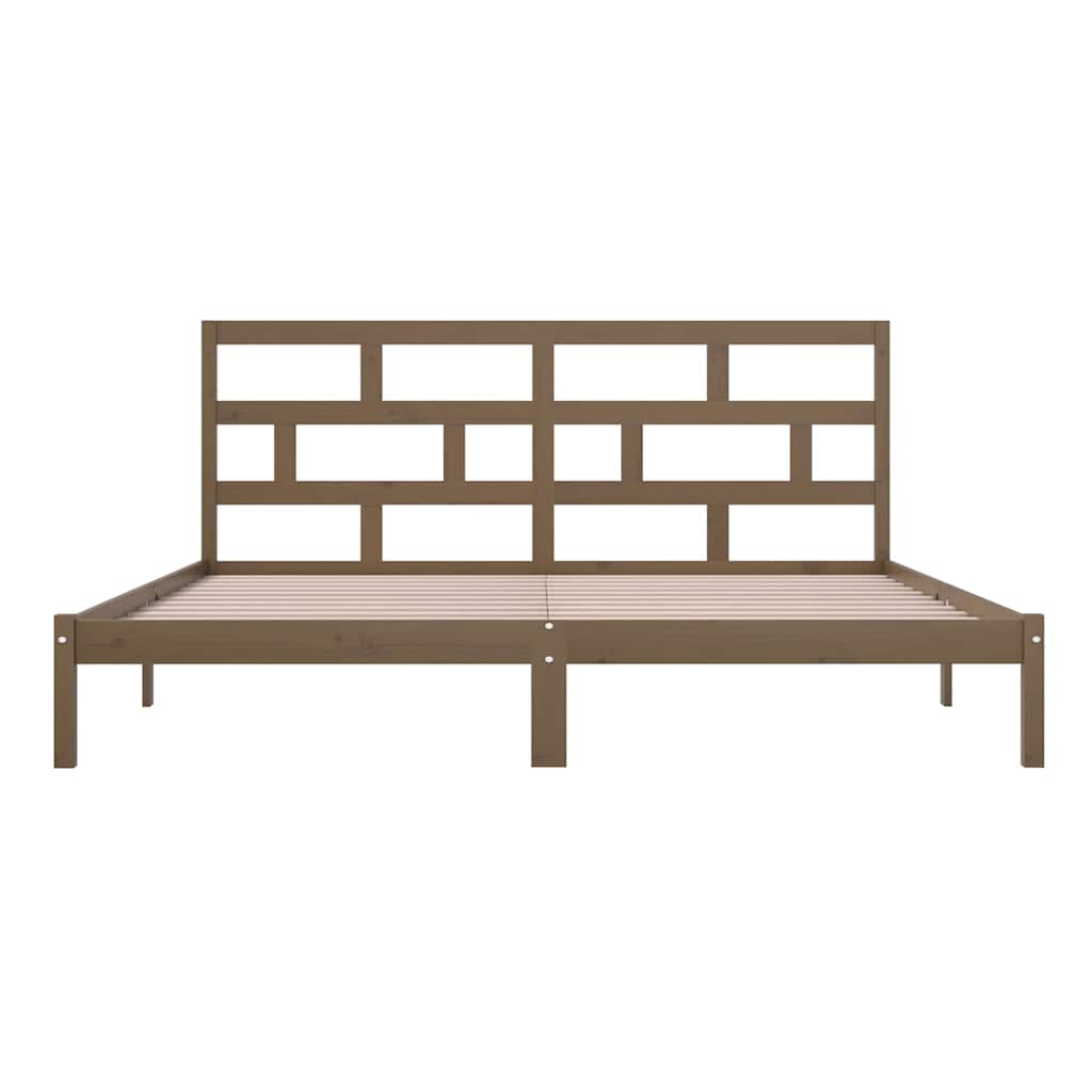 sengeramme 200x200 cm massivt fyrretræ gyldenbrun