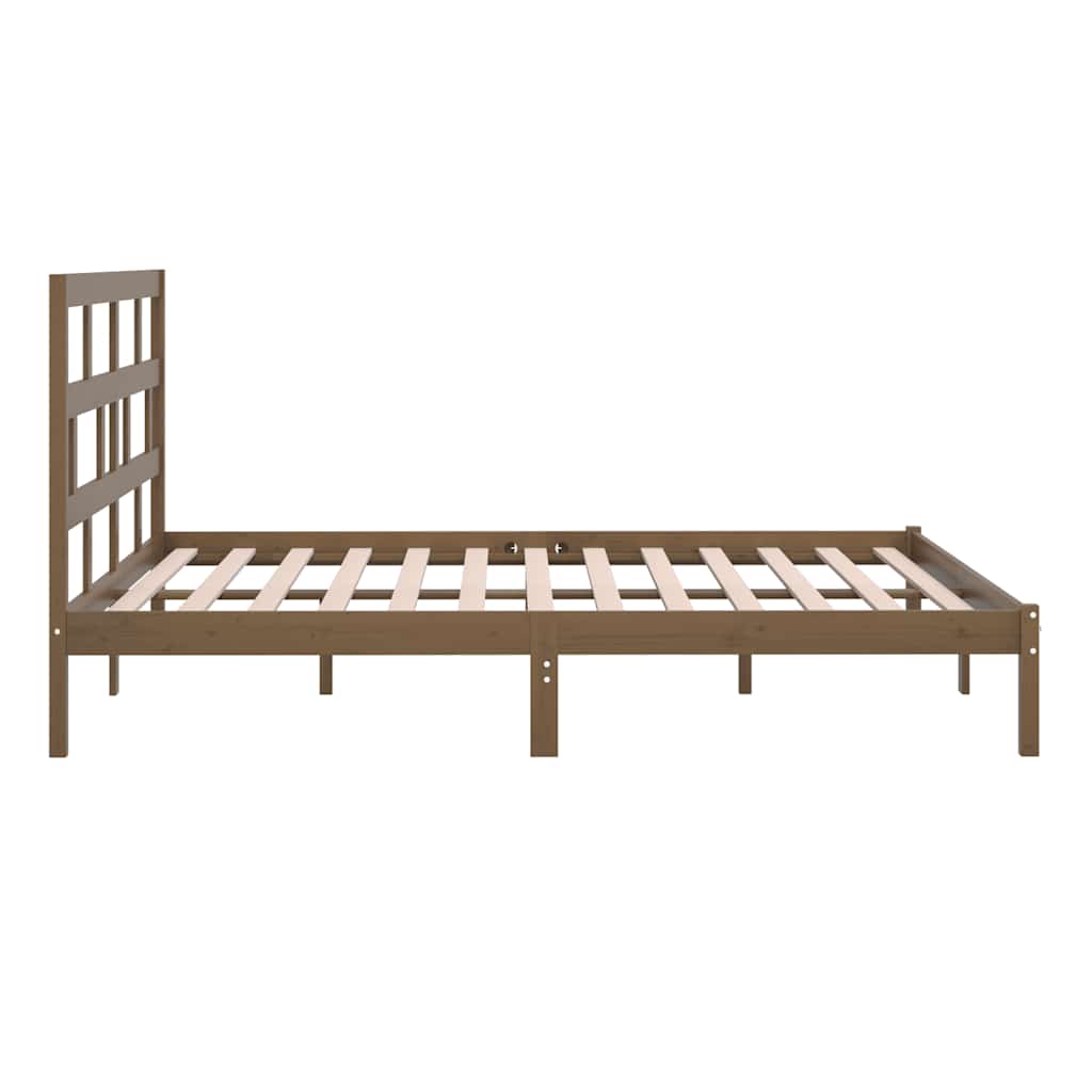 sengeramme 200x200 cm massivt fyrretræ gyldenbrun